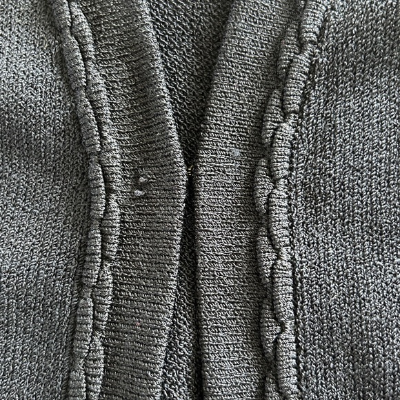 ST JOHN Basics sz M Navy Blue Longer Jacket Cardigan Scalloped Trim - Picture 10 of 10